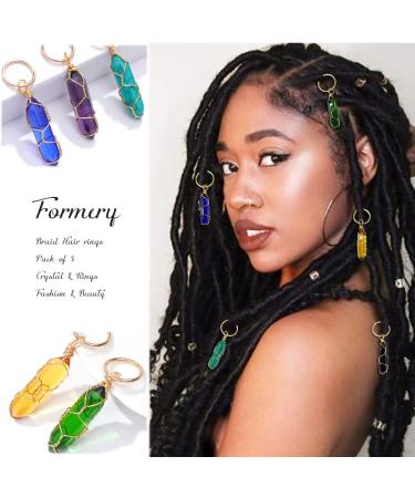 Crystal Hair Jewels for Braids: Gold Natural Stone Loc Jewelry for Black Women (Pack of 5) - Buy Online on SooperMarket.com