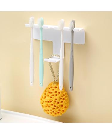 Lencyotool Self-Adhesive Toothbrush Holder | Bathroom & Kitchen Organizer for Razors Brushes & Toothpaste - White Bathroom Accessories - Buy Online on SooperMarket.com