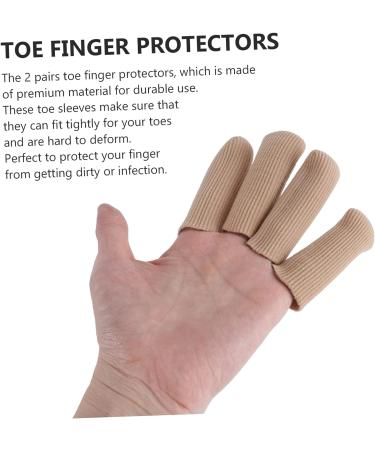 FOMIYES Silicone Gel Finger & Toe Sleeves Set - Toe Protector, Separator, Cushion, Bandage - Earth Tones (2 Pairs) - Buy Online on SooperMarket.com