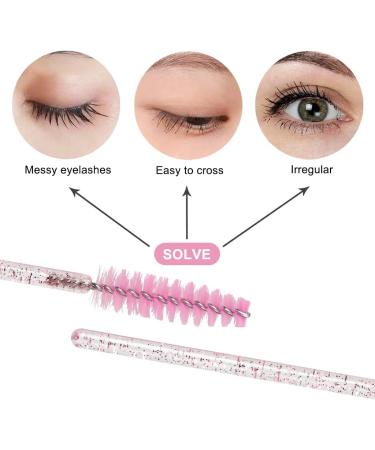 SWKJ 60 PCS Disposable Eyelash Brushes Eyebrow Spoolies Mascara Wands - Crystal Pink | Lash & Brow Applicator Brushes for Makeup Tools - Buy Online on SooperMarket.com