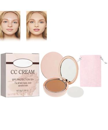 Always Divina Illumina Cc Creamy Compact Spf 50+ Ilumina Powder Foundation Makeup Cc Cream Concealer Set up Powder With Mirror & Makeup Pocket (06 Dark Brown) 8 g (Pack of 1) 06 Dark Brown