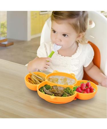 Vicloon Baby Suction Plate Set with Bendable Fork & Spoon - Yellow Bee | Non-Slip Silicone Divided Plate for Self Feeding | BPA-Free & FDA Approved | Dishwasher Safe - Buy Online on SooperMarket.com