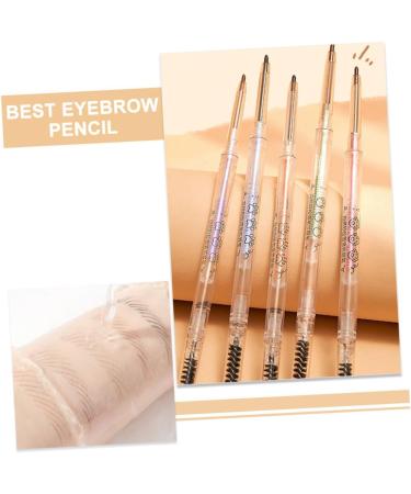 Gogogmee 5pcs Brow Pencils with Brush Brown Eyebrow Pencil Hair Double Bun Eyebrow Makeup Pencils Plastic - Buy Online on SooperMarket.com