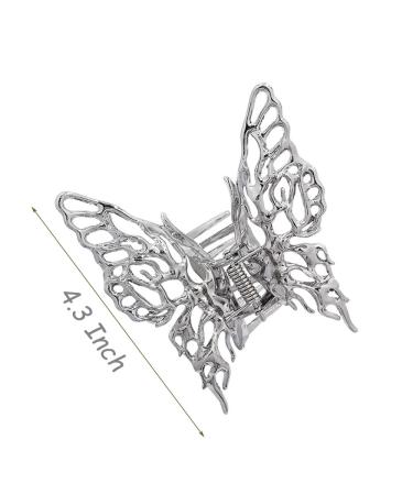 Large Sliver Butterfly Hair Clips - Strong Hold Hair Claw Clips for Women and Girls | Wedding, Prom, Party Wear Hair Accessories | Style 1 - Buy Online on SooperMarket.com