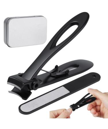 BOSREROY Toenail Cutter with 0.6 Jaw Heavy Duty Stainless Steel Large Nail Trimmer with File Fingernail Clipper in Tin Box for Men and Women