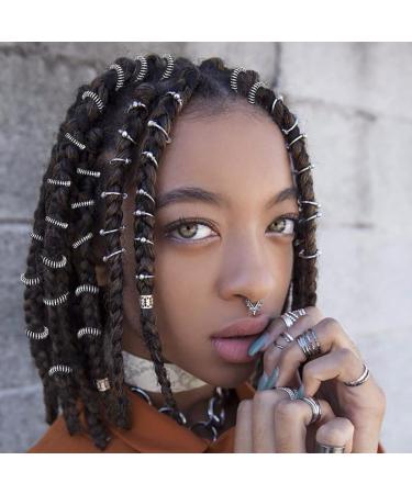 Formery Cornrows Braided Accessories Silver Metal Loc Hair Beads Jewelry African Deadlock Cuff Ring Jewels for Black Women (Pack of 40)