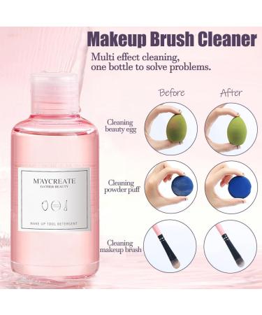 QUKLOGEN 3 in 1 Makeup Brush Cleaning Set Multifunctional Washing Bowl Drying Basket with Handle Silicone Cleaner Mat Removal Cleaner Sponge 150ml/5.12fl.oz Professional Makeup Brush Cleaner Purple - Buy Online on SooperMarket.com