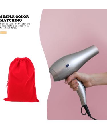 Mikinona 3pcs Hair Dryer Storage Bag Practical Storage Pouches Blow Dryer for Curly Hair Flannel Red - Buy Online on SooperMarket.com