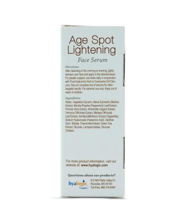Age Spot Face Serum | Dark Spot Corrector with Hyaluronic Acid | Brightening & Anti-Aging Solution by Hyalogic - 1 Fl. oz - Buy Online on SooperMarket.com