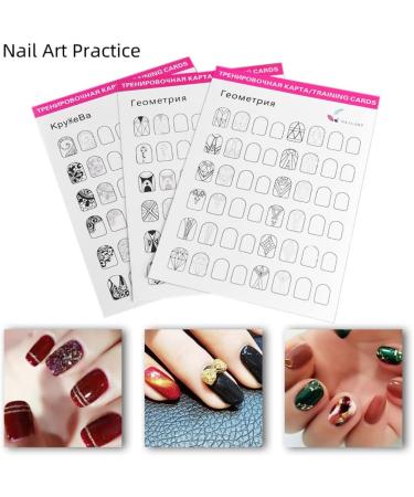 Nail Art Practice Book Beginner Manicure Training Drawing Cards Easy to Clean 12 Sheets Manicure Training Cards - Buy Online on SooperMarket.com