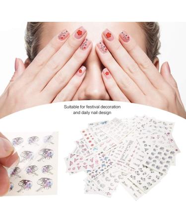 50 Pieces Of Flower Butterfly Cartoon Nail Art Stickers Small Flower Transfer Nail Decals Design Nail Care Accessories Nail Sticker Set(XF) - Buy Online on SooperMarket.com