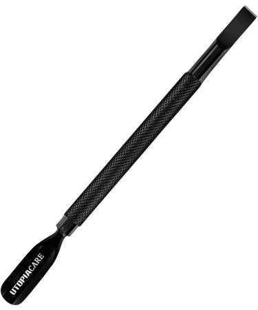 Utopia Care Cuticle Pusher and Spoon Nail Cleaner - Professional Grade Stainless Steel Cuticle Remover and Cutter - Durable Manicure and Pedicure Tool - for Fingernails and Toenails (Black) Pack of 01 Black