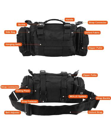 BraveHawk OUTDOORS Bike Handlebar Bag - Water Resistant 900D Nylon Oxford Waist Bag for Cycling - Black Medium - Buy Online on SooperMarket.com