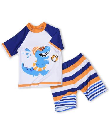 AMZTM Baby/Boys UV Protection Swim Set Dinosaur Swim Shorts Swimwear 90 White