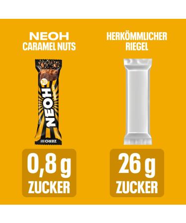 Neoh Zero Sugar Caramel Nut Bar - Vegan Low Carb & Healthy Snack | 12 Pack | 137 Kcal 1g Sugar 6g Protein - Buy Online on SooperMarket.com