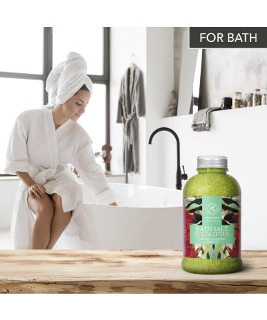 Premium Eucalyptus Bathing Salt 600g - Relaxation & Stress Relief with Natural Sea Salt & Essential Oils - Ideal for Sleep Cold Relief & Swim Additive - Buy Online on SooperMarket.com