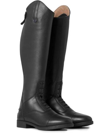 Horze Rover Kids' Tall Field Boots - Black, Size 4 Big Kid | Stretchy Easy-Fit Synthetic Leather, Rear Zipper | Starter Horse Riding Boots - Buy Online on SooperMarket.com
