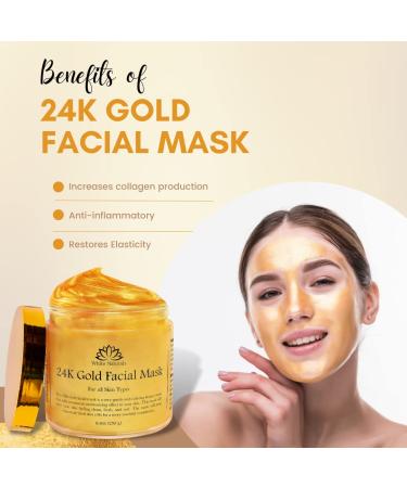 White Naturals 24K Gold Facial Mask - Anti-Aging Face Mask for Flawless Skin, Reduces Wrinkles and Acne Scars, Removes Blackheads and Oils - Buy Online on SooperMarket.com