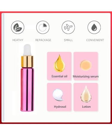Tianzd 6 Pack 10ml Chrome Pink Glass Pipette Bottles - Essential Oil & Perfume Containers with Gold Screw Cap - Buy Online on SooperMarket.com