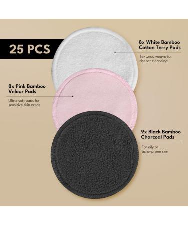Reusable Makeup Remover Pads 25 PCS Bamboo Wipes - Reusable Cotton Pads with Washable Laundry Bag - Zero Waste Cotton Wool Pads - Eco Friendly Gifts - Soft & Gentle Makeup Wipes For All Skin Types - Buy Online on SooperMarket.com