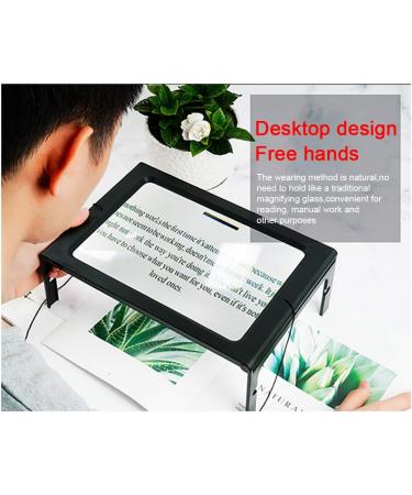 Magnifying Glass Desktop Full-Page 3X Magnifying Glass with 4 LED Lights Foldable Stand A4 Advanced Hands-Free 240 * 160 MM Lens Rectangular Visual Aids for Reading - Buy Online on SooperMarket.com