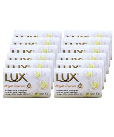 Lux Bright Impress Soap Bar 80g (Pack of 12) with Japanese White Camellia and Citrus Oil