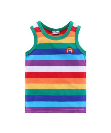 Mud Kingdom Little Boys T-Shirts Rainbow Stripe 4 Years Green Rainbow Sleeveless
