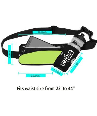 EngYen Fanny Pack with Water Bottle Holder - Slim Waist Bag for Travel, Workout, Hiking - Green Running Belt for Men and Women - Perfect Holder for Phone, Money, Key - Hydration Pouch for Runners - Buy Online on SooperMarket.com
