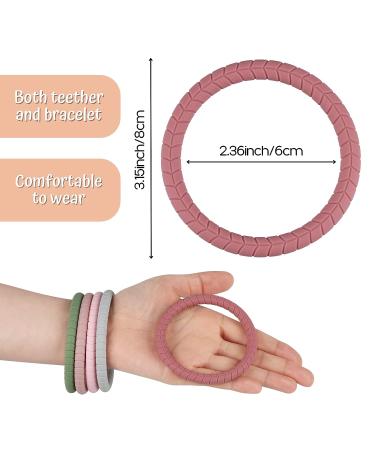 Sensory Silicone Teether Toy with Safety Bracelet - Baby Teething Ring | Food Grade Silicone | BPA & Phthalate-Free | Blue/Orange/Mint/Light Blue - Buy Online on SooperMarket.com