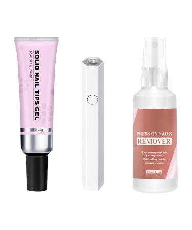 Teksome Solid Nail Gel Glue | Press On Nail Glue | Long Lasting Strong Adhesive Fake Acrylic Nails Extension Glue With Remover For Fake Nail Tips Lamp Curing Needed