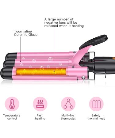 Coidak 3 Barrel Curling Iron Adjustable 25mm Waver for Long/Short Hair - Pink - Buy Online on SooperMarket.com