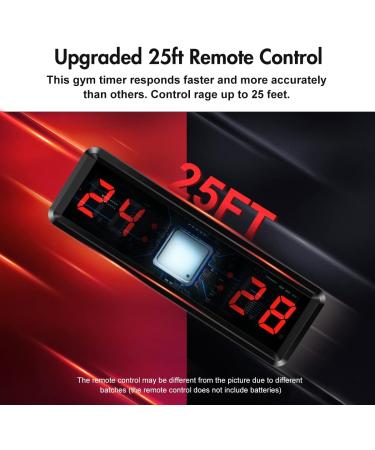 Seesii LED Gym Timer | Ultra-Clear Interval Timer with Remote | Countdown/Up Wall Clock with Buzzer | Connectable Power Fitness Timer for Gym, Home, Garage | 1.5 Inch Bright Red - Buy Online on SooperMarket.com