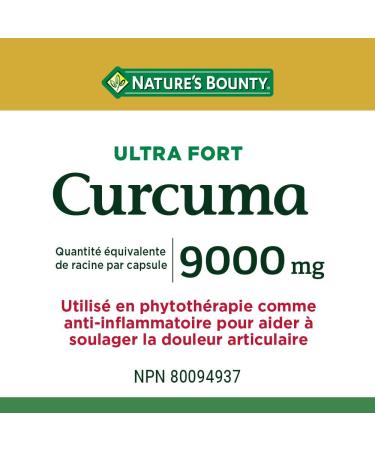 Nature's Bounty Ultra Strength Vegetarian Turmeric 9000mg Herbal Health Supplement Anti-inflammatory to Help Relieve Joint Pain 30 Capsules - Buy Online on SooperMarket.com