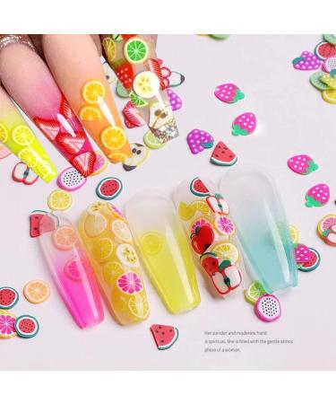 3D Fruit Nail Art Slices - 12 Grids Glitters for Summer Designs - Banana Lemon Strawberry Cherry Watermelon - DIY Manicure Supplies - Buy Online on SooperMarket.com