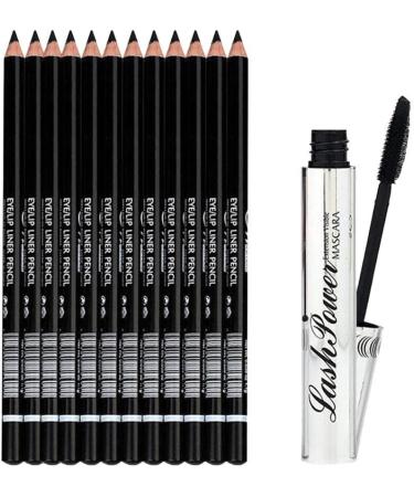 Jojomis 12pcs Waterproof Eyeliner Eyebrow Pencil Black + Curl Mascara - Buy Online on SooperMarket.com