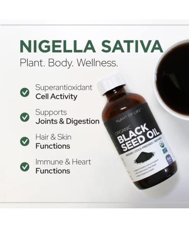 Plant of Life Black Seed Oil - Maximum Strength 3X Thymoquinone Plant-Based Vegan 100% Cold-Pressed Nigella Sativa Cumin Seed Oil (Non-GMO & Pure) - Buy Online on SooperMarket.com