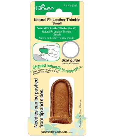 Clover Natural Fit Leather Thimble Small  Lt. Brown