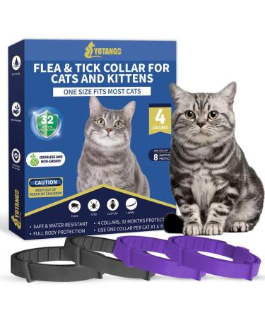 YOTANGO Cat Collar Repellent 4 Pack Cat Collar-Built-in Pant-Based Formula Strong Repellency Slow Release Pleasant Aroma Waterproof (PurpleBlack)