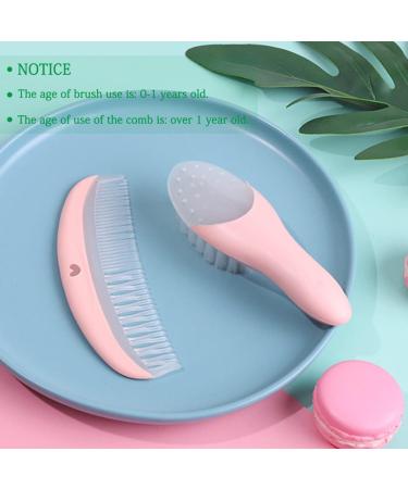 LNQ LUNIQI Baby Brush and Comb Set Soft Bristle Baby Brush Massage Scalp Brush for Newborn Cradle Cap Scalp Cleaning Care (Pink) - Buy Online on SooperMarket.com