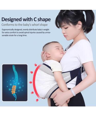 HINATAA Breathable Baby Sling | Adjustable Baby Carrier Wrap | Quick Dry with Thick Shoulder Straps | 0-36 Months Baby | Grey B - Buy Online on SooperMarket.com