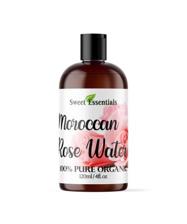 Premium Organic Moroccan Rose Water - 4oz - Imported from Morocco - 100% Pure (Food Grade) No Oils or Alcohol - Rich in Vitamin A & C. Perfect for Reviving Hydrating & Rejuvenating Your Face & Neck Floral (Rose) 4 Fl Oz (Pack of 1)