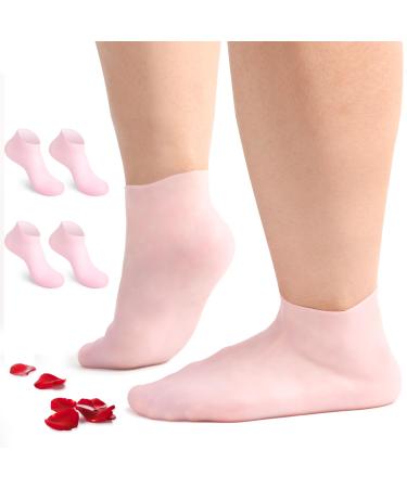 Silicone Socks for Dry Cracked Feet 2 Pairs XL Moisturizing Socks Non-Slip Moisturizing Heel Socks for Dry Cracked Feet Women Ultra-high Stretch Foot Care Pedicure Socks for Men(Pink XL) XL silicone socks 2 pairs