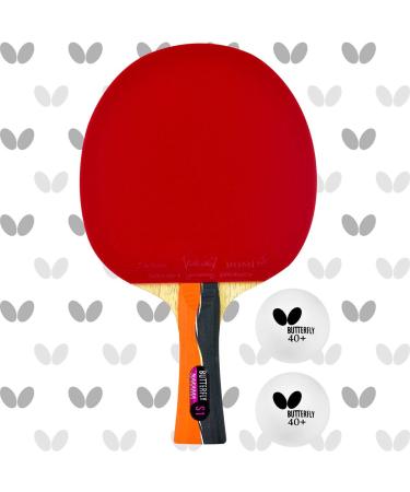 Butterfly Nakama S-1 Table Tennis Racket  Professional ITTF Approved Butterfly Ping Pong Paddle  Sriver Rubber  Carbon Ping Pong Paddle  2 Ping Pong Balls Included