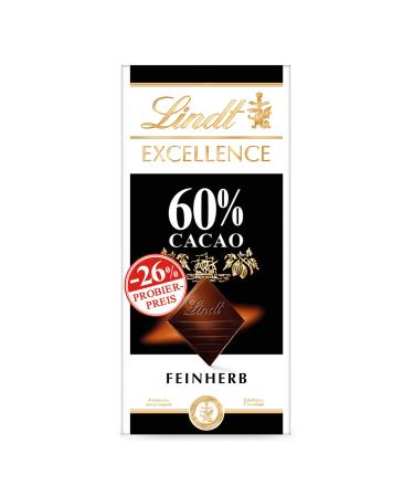 Lindt Excellence 60 % cocoa - fine -colored chocolate chocolate promotion |100 g Tafel |Full-bodied bitter chocolate |Intensive cocoa taste |Vegan chocolate |Chocolate gift 60% cocoa