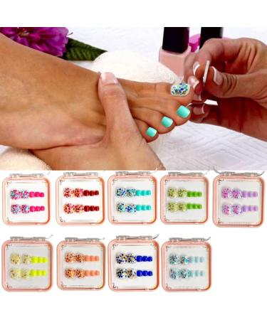 Ruarby Acrylic Press on Nails Square Fake Nails Colorful Striped Glues on Nails False Nails Stick on Nails for Women Girls - Buy Online on SooperMarket.com