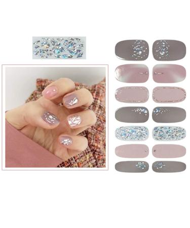 SIUSIO 112pcs Gradient Glitter Nail Wraps with Crystal Glass Nail File - Nail Polish Strips for Women and Girls in Gray - Buy Online on SooperMarket.com