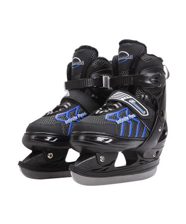 DUWIN Ice Skates Hockey Skates,Skates with Adjustable 4 Sizes for Boys Girls Youth Men Women and Beginners Black Blue XL (8-10)Women's/(7-9)Men's