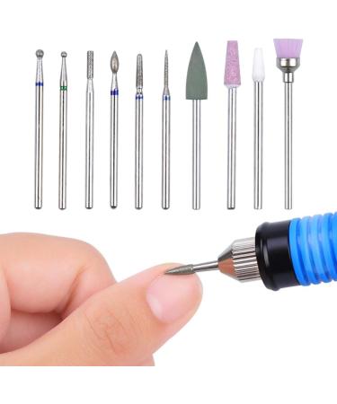 10 Pcs Nail Drill Bits Set - Tungsten Carbide & Ceramic Files for Acrylic Nails - Cuticle Polishing Tools for Gel Manicure & Pedicure at Home or Salon - Buy Online on SooperMarket.com