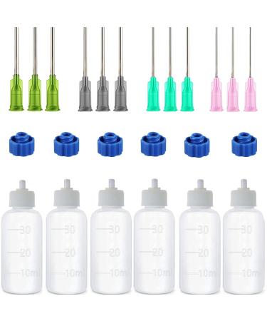 Expesumas 6 Pcs Glue Applicator Bottles  30ml Plastic Squeezable Dropper Bottles with Blunt Needle Tip 14ga 16ga 18ga 20ga for Glue Applications  Paint Quilling Craft and Oil