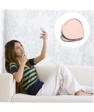 TOSSPER Compact Round Makeup Mirror - Folding Rose Gold Pocket Mirror for Travel & Camping - Heart-Shaped Style 2 - Buy Online on SooperMarket.com